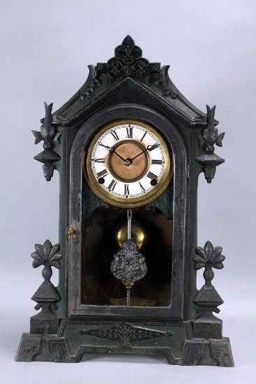 F. Kroeber Iron Front Shelf Clock, Ca. 19th Century