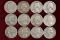 12 Washington Silver Quarters; various dates/mints