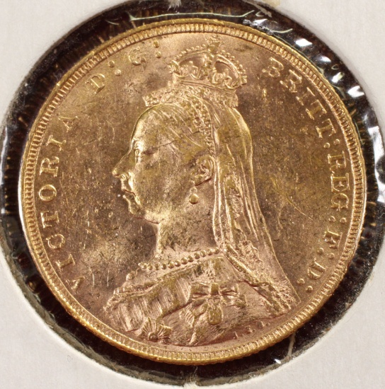 1890 Gold Great Britain Sovereign, Victoria