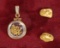 2 Gold Nuggets & 14k Bezel w/ Gold Chips, 3.2  Grams Total Weight