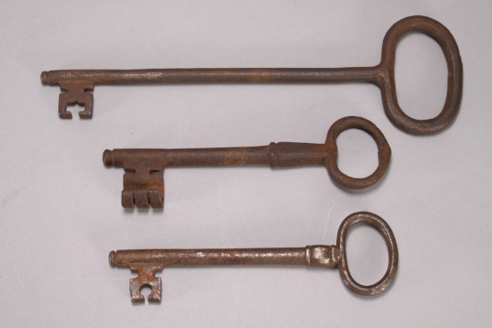 3 Old Jail Style Keys