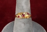 18K Gold Ladies Ring w/ Rubies, Sz, 7.5, 3.5 Grams