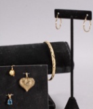 14k Gold Pendants, Bracelet & Earrings, 9.7 Grams