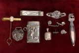 Assorted Sterling Silver -.925 Items: Money Clip, Match Safe & More