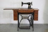 Old Singer Treadle Sewing Machine w/ Oak Cabinet