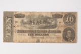 1864 $10 Confederate States of America Note