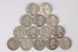 14 Washington Silver Quarters, various dates/mints