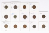 14 Indian Head Pennies, various dates