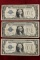 3 1928-B $1 Blue Seal Silver Certificates