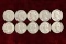 10 Washington Silver Quarters; various dates/mints