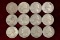 12 Washington Silver Quarters; various dates/mints