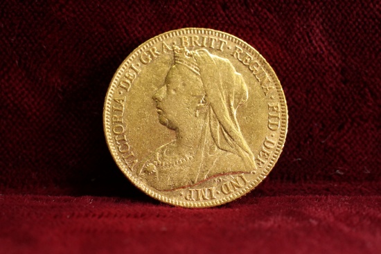 1901 Gold Sovereign Victoria, Old Head w/ Veil