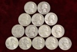 14 Washington Silver Quarters; various dates/mints