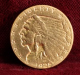 1925-D $2.50 US Gold Indian Head Half Eagle