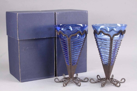 "Glass Magic" Vases w/ Iron Accents, Czech Republic