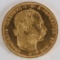 1892 Austria Gold 8 Florins 20 Francs Coin