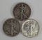 3 Walking Liberty Half Dollars; 1937-S,1939-S,1943-S