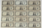 15 - 1957 $1 Blue Seal Silver Certificates;  5-1957, 5-1957A, 5-1957B
