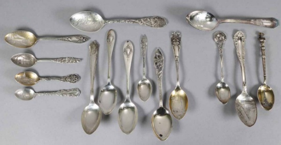 Sterling Silver Souvenir Spoons & Others, 159 Grams