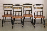Set of 4 L. Hitchcock Stenciled Wood Dining  Chairs