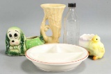 Vintage Baby Bowl, Bottle, Porcelain Planters, Vase