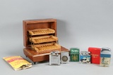 Vintage Cigarette Box, Lighters, Pipe Cleaners