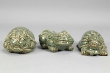 Three Pieces of Chinese Celadon Statues