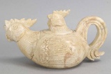 Asian Stone Carved Rooster Teapot Miniature