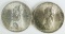 2 - 1966 R 500 Lire Republica Italiana Silver Coins (.8350)