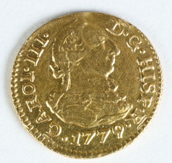 1779-S CF Spain 1/2 Escudo - Carlos III - .875 Gold  Coin