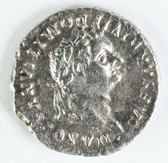 Imperial Rome AR Denarius, Domitian 81-96 AD; Laureate Head/Minerva