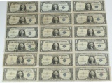 18 $1 Blue Seal Silver Certificates; 5-1957, 2-1957A, 11-1957B