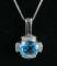 14k Gold Aquamarine Necklace w/ Diamonds, 3.7 Grams