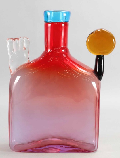 Oiva Toikka Art Glass Flask - Vase "Pompom", Finland,  11" Tall