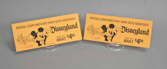Disneyland Gate Passes "$4.50" Value, Ca. Early 1970's