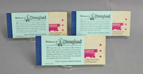 3 Vintage Disneyland Courtesy Ticket Books, Ca. 1960's - Early 1970's