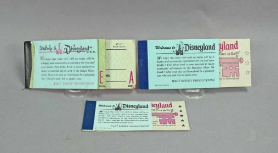 3 Vintage Disneyland Ticket Books:  2 Courtesy & One "A & E"