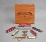 Pocket Knives, School Medal & Cigar Box