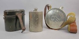 Confederate (Repro) Canteen, Flask & Iron Container