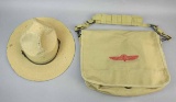 Straw Campaign Style Hat & Paratrooper Bag