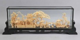 Elaborate Asian Cork Village - Carving w/ Case