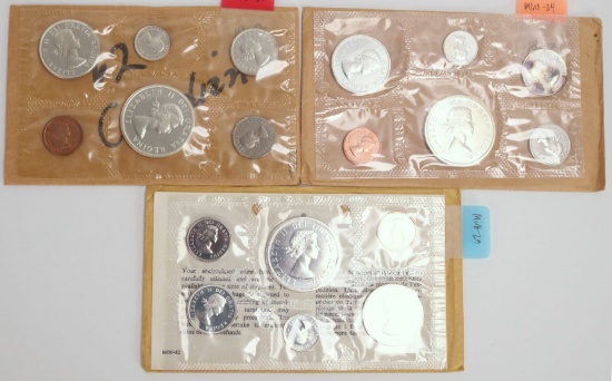 3 Canadian Silver Proof Like Sets; 1962,1963, 1964