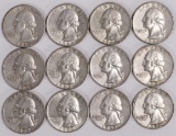 12  1964 Washington Silver Quarters various dates/mints