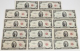 14 $2 Red Seal Notes; 2-1953A,2-1953B, 10-1953C