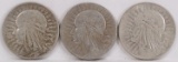 3 - Poland 5 Zkotych Coins, 2-1933 & 1934