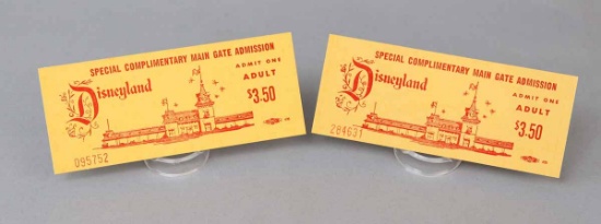 Disneyland Gate Passes "$3.50" Value, Ca. 1970