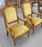 Eastlake Style Upholstered Arm Chairs, Ca. 1890's