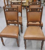 4 Antique Chairs - Upholstered Seats & Backs