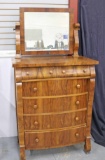 Empire Revival Style Chest of Drawers  w/ Mirror
