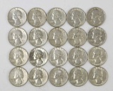 20 1964 Washington Silver Quarters; various mints